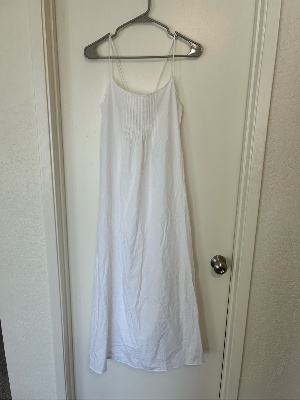 Arket Pintuck Dress in White Size XS 100% Cotton Poplin Maxi Slip Dress NWT